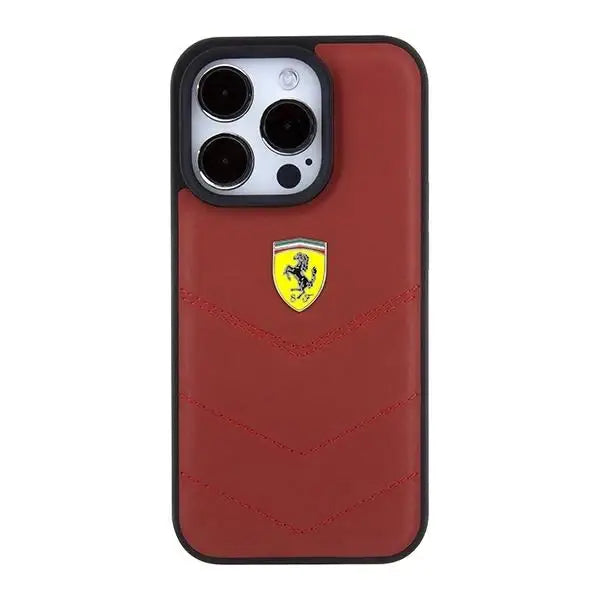 Кейс Ferrari Leather Stitched Lines за iPhone 15 Pro червен