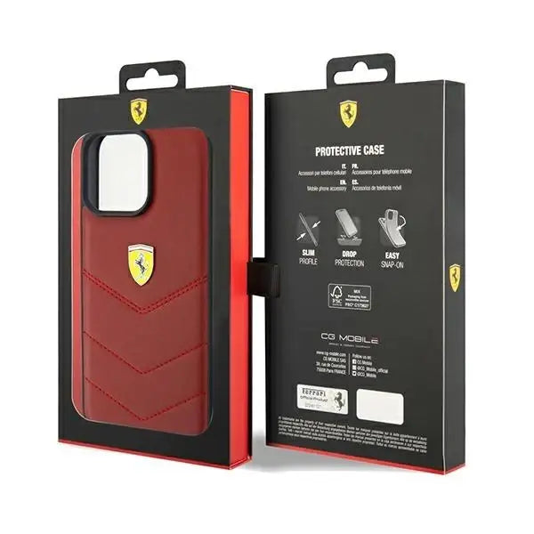 Кейс Ferrari Leather Stitched Lines за iPhone 15 Pro