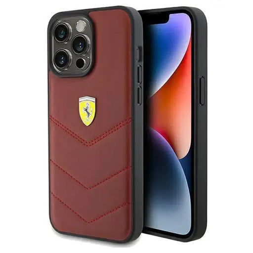 Кейс Ferrari Leather Stitched Lines за iPhone 15 Pro