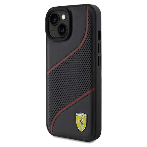 Кейс Ferrari Perforated Waves Metal Logo за iPhone 15