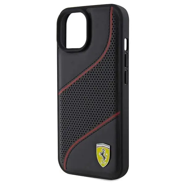 Кейс Ferrari Perforated Waves Metal Logo за iPhone 15