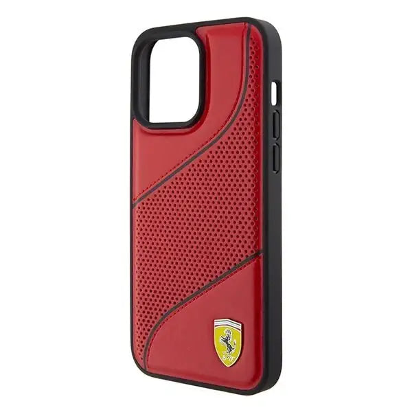 Кейс Ferrari Perforated Waves Metal Logo за iPhone 15