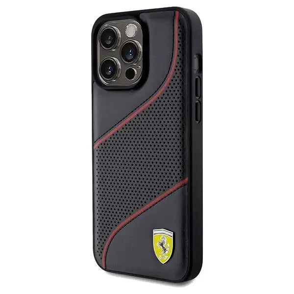 Кейс Ferrari Perforated Waves Metal Logo за iPhone 15