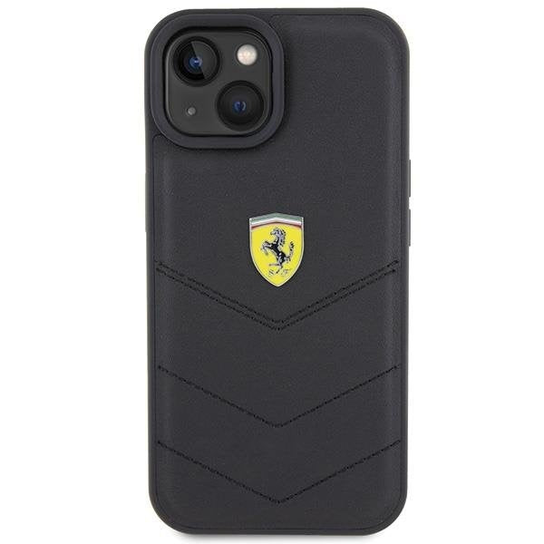 Кейс Ferrari Quilted Metal Logo за iPhone 15 черен
