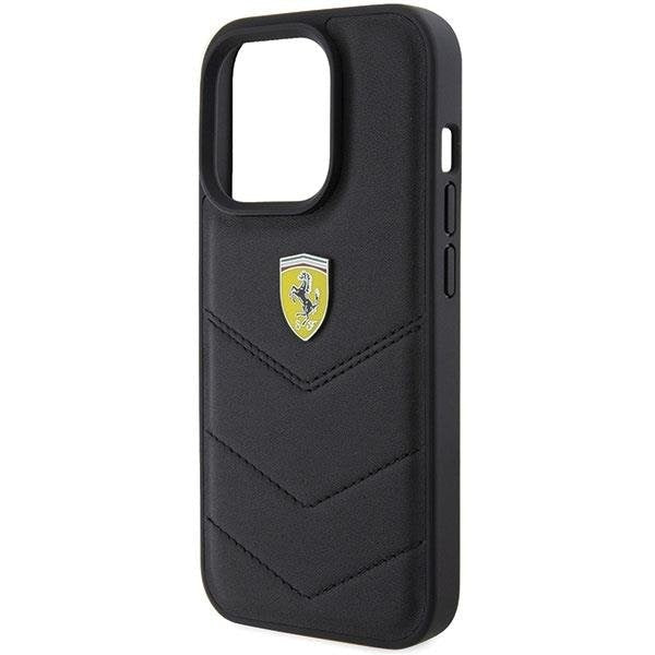 Кейс Ferrari Quilted Metal Logo за iPhone 15 Pro черен