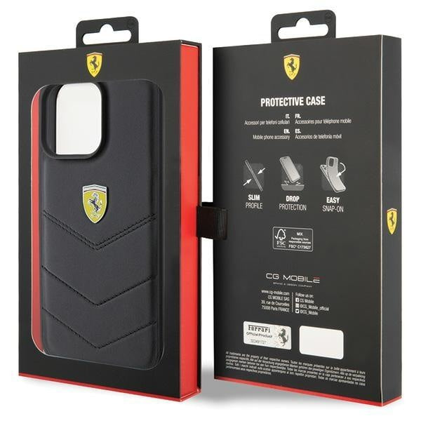 Кейс Ferrari Quilted Metal Logo за iPhone 15 Pro Max черен