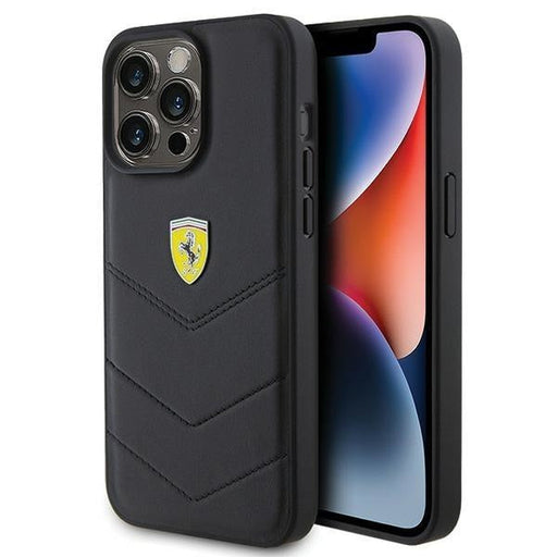 Кейс Ferrari Quilted Metal Logo за iPhone 15 Pro Max черен