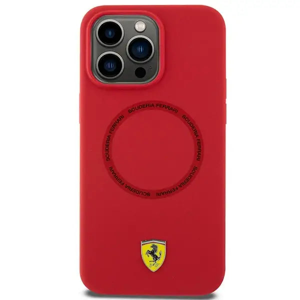 Кейс Ferrari Silicone Printed Ring MagSafe за iPhone