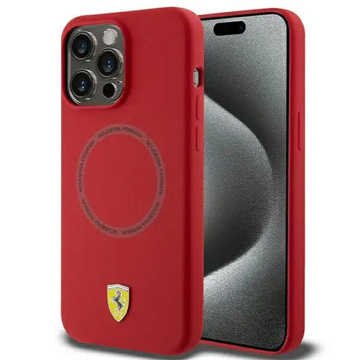 Кейс Ferrari Silicone Printed Ring MagSafe за iPhone