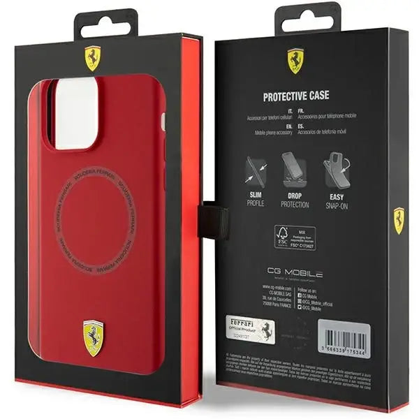 Кейс Ferrari Silicone Printed Ring MagSafe за iPhone