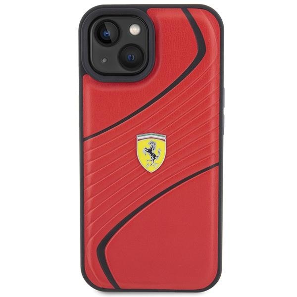 Кейс Ferrari Twist Metal Logo за iPhone 15 червен