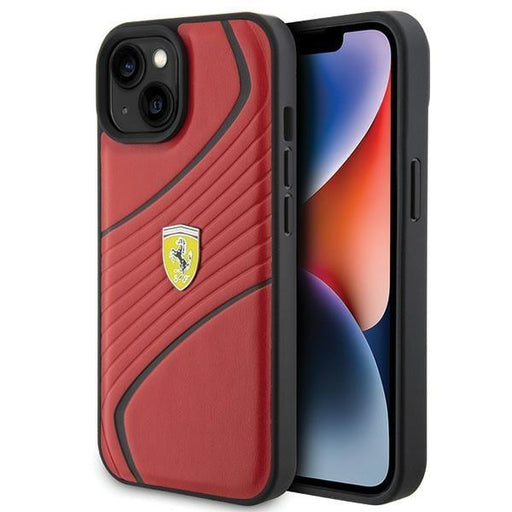 Кейс Ferrari Twist Metal Logo за iPhone 15 червен