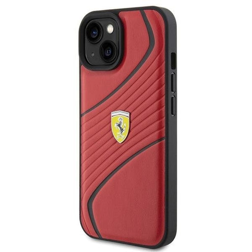 Кейс Ferrari Twist Metal Logo за iPhone 15 червен