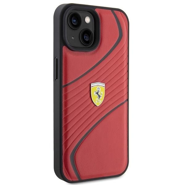 Кейс Ferrari Twist Metal Logo за iPhone 15 червен