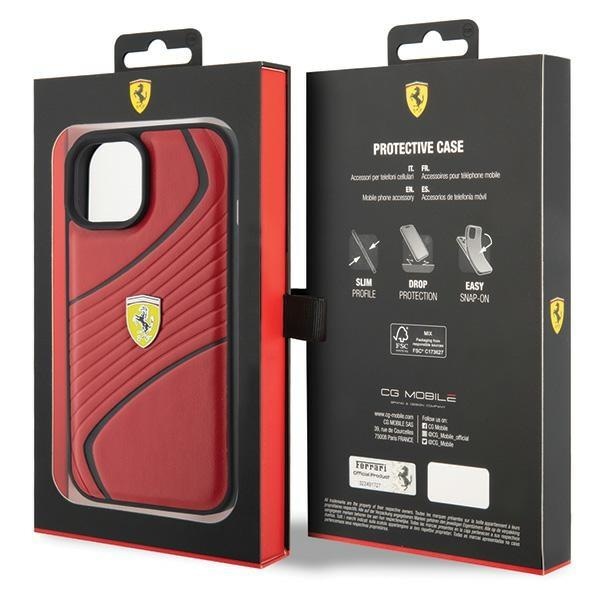 Кейс Ferrari Twist Metal Logo за iPhone 15 червен