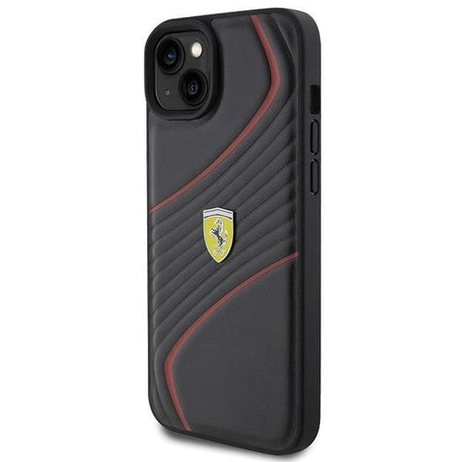 Кейс Ferrari Twist Metal Logo за iPhone 15 Plus черен
