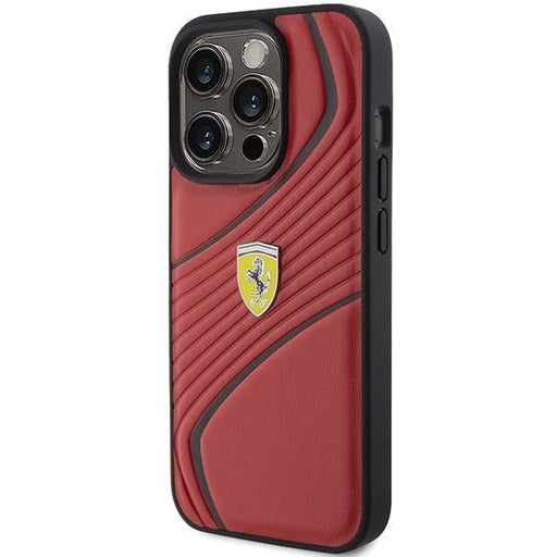 Кейс Ferrari Twist Metal Logo за iPhone 15 Pro червен