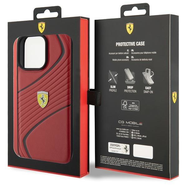 Кейс Ferrari Twist Metal Logo за iPhone 15 Pro Max червен