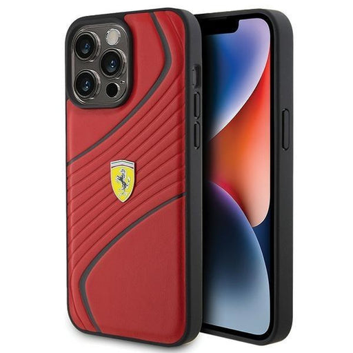 Кейс Ferrari Twist Metal Logo за iPhone 15 Pro Max червен