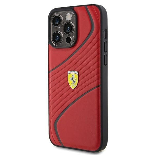 Кейс Ferrari Twist Metal Logo за iPhone 15 Pro Max червен