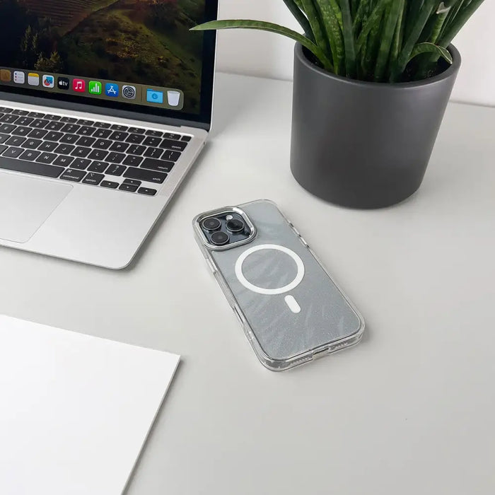 Кейс Glitter Case MagSafe за iPhone 16 Pro Max бял/брокат