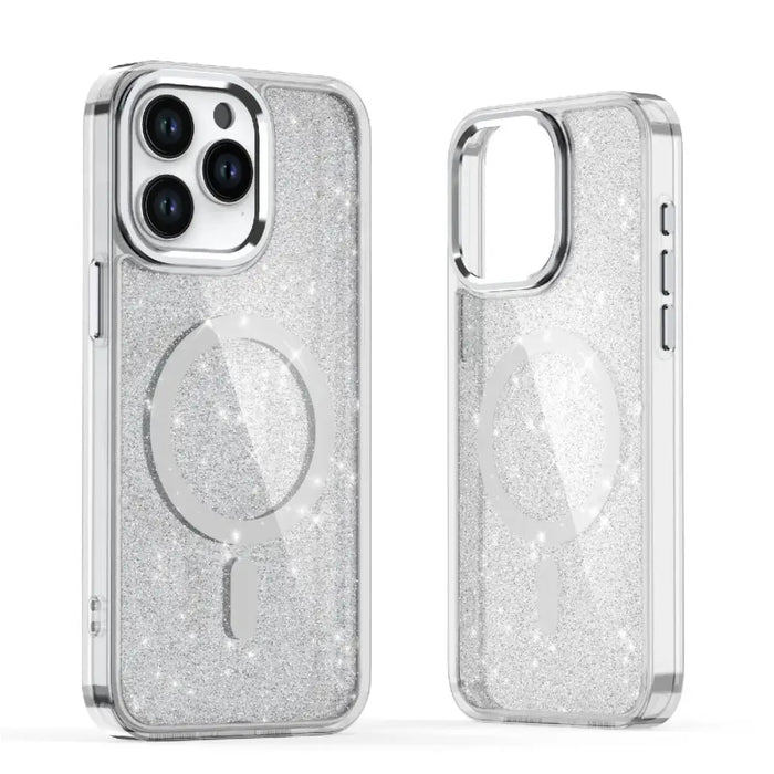 Кейс Glitter Case MagSafe за iPhone 16 Pro Max бял/брокат