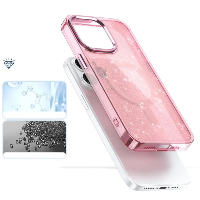 Кейс Glitter Case MagSafe за iPhone 16 Pro Max розов/брокат
