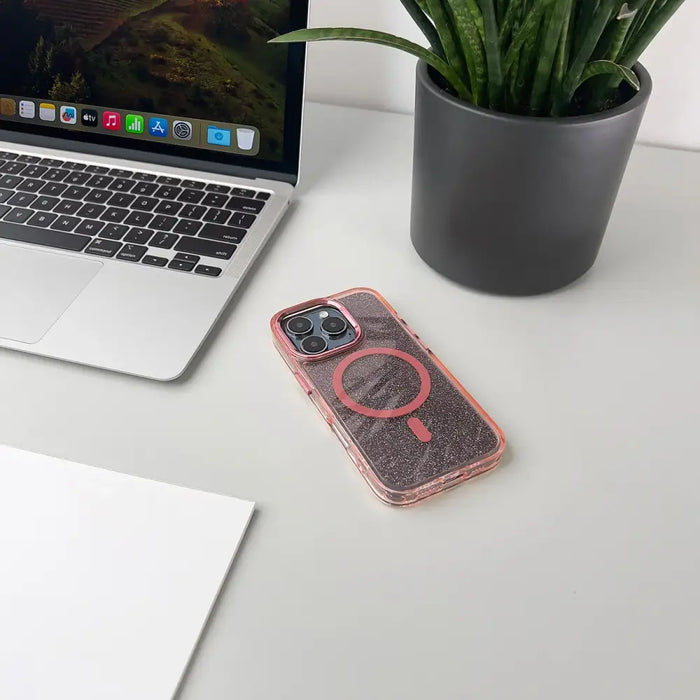 Кейс Glitter Case MagSafe за iPhone 16 Pro Max розов/брокат