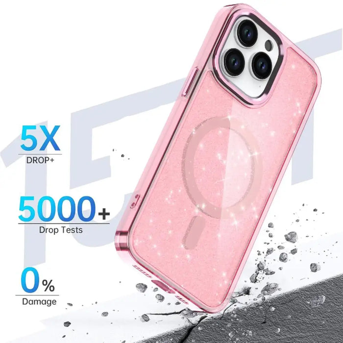 Кейс Glitter Case MagSafe за iPhone 16 Pro Max розов/брокат