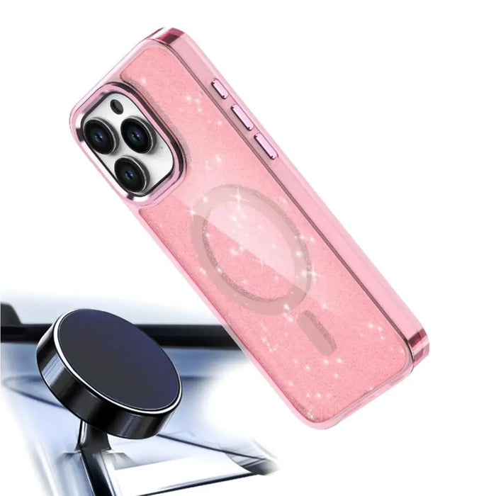 Кейс Glitter Case MagSafe за iPhone 16 Pro Max розов/брокат