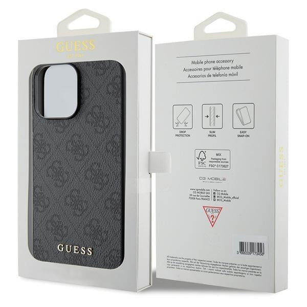 Кейс Guess 4G Metal Gold Logo за iPhone 15 Pro сив