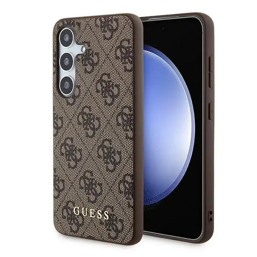 Кейс Guess 4G Metal Gold Logo за Samsung Galaxy S24 кафяв