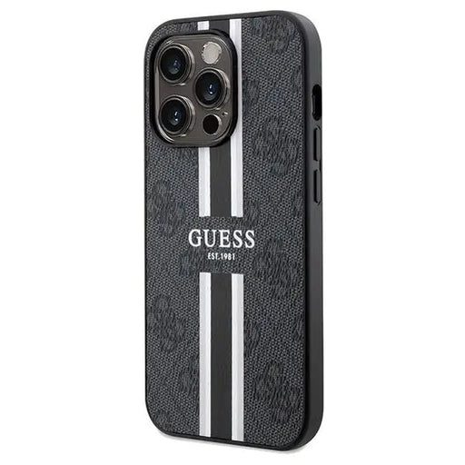 Кейс Guess 4G Printed Stripes MagSafe за iPhone 15 Pro черен