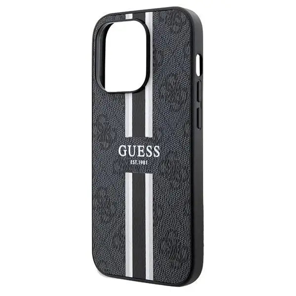 Кейс Guess 4G Printed Stripes MagSafe за iPhone 15 Pro черен