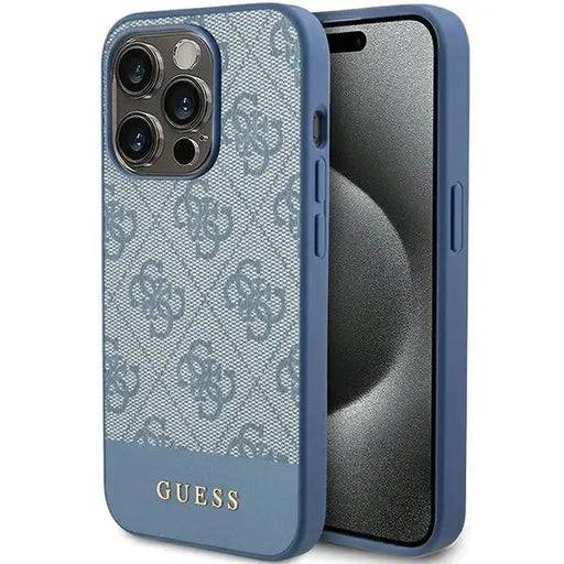 Кейс Guess 4G Stripe Collection за iPhone 15 Pro Max син