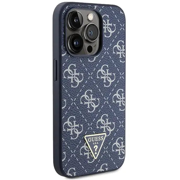 Кейс Guess 4G Triangle Metal Logo за iPhone 15 Pro син