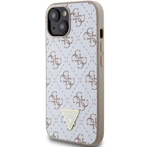 Кейс Guess 4G Triangle Metal Logo за iPhone 15/14/13 бял