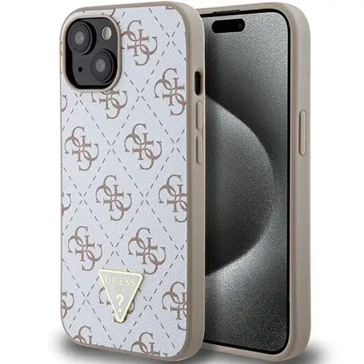 Кейс Guess 4G Triangle Metal Logo за iPhone 15/14/13 бял