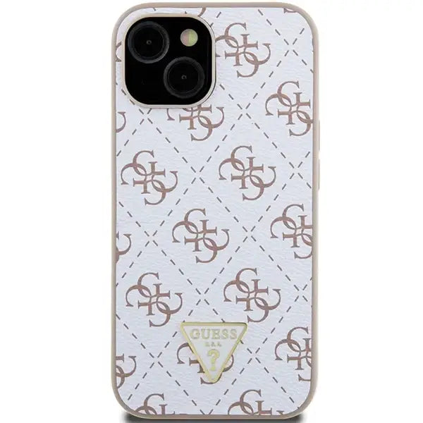 Кейс Guess 4G Triangle Metal Logo за iPhone 15/14/13 бял