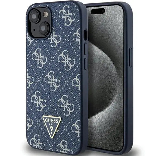 Кейс Guess 4G Triangle Metal Logo за iPhone 15/14/13 син