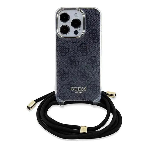 Кейс Guess Crossbody Cord 4G Print за iPhone 15 Pro черен