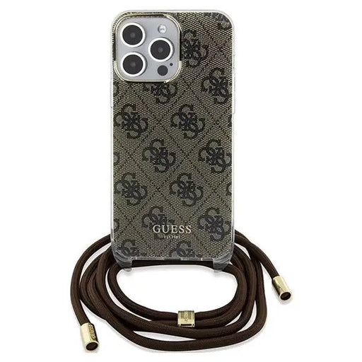 Кейс Guess Crossbody Cord 4G Print за iPhone 15 Pro кафяв