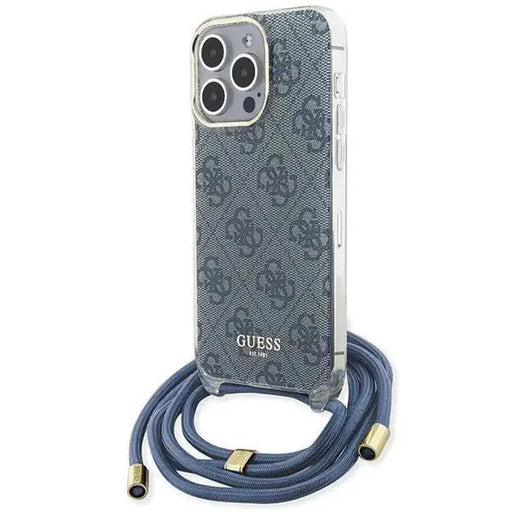 Кейс Guess Crossbody Cord 4G Print за iPhone 15 Pro Max син