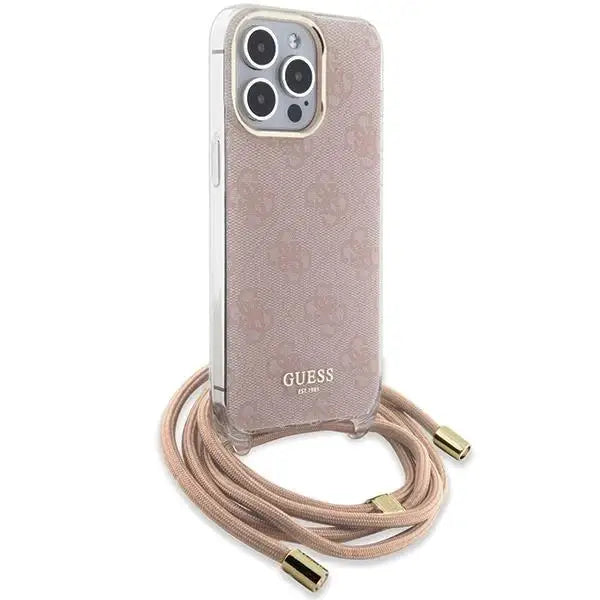 Кейс Guess Crossbody Cord 4G Print за iPhone 15 Pro розов