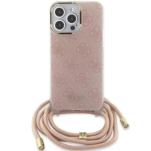 Кейс Guess Crossbody Cord 4G Print за iPhone 15 Pro розов