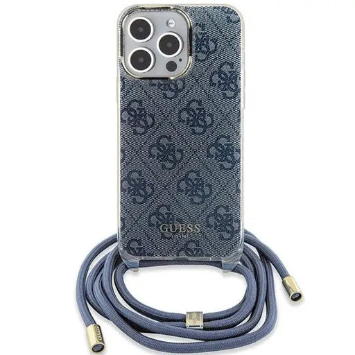 Кейс Guess Crossbody Cord 4G Print за iPhone 15 Pro син