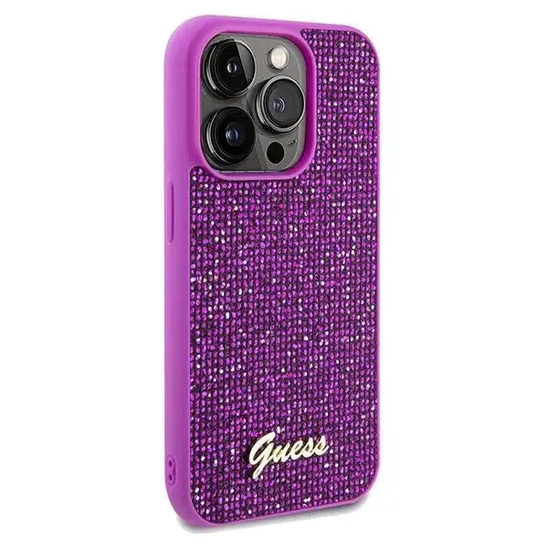 Кейс Guess Disco Metal Script за iPhone 14 Pro Max лилав