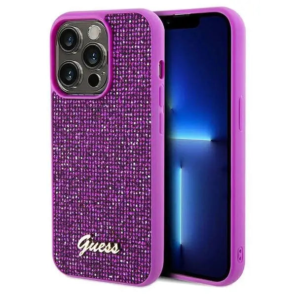 Кейс Guess Disco Metal Script за iPhone 14 Pro Max лилав