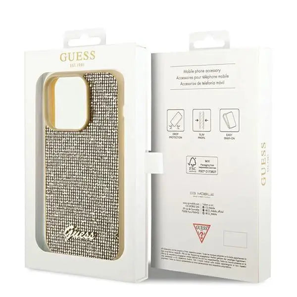 Кейс Guess Disco Metal Script за iPhone 14 Pro златист