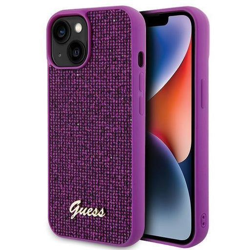 Кейс Guess Disco Metal Script за iPhone 15 розов